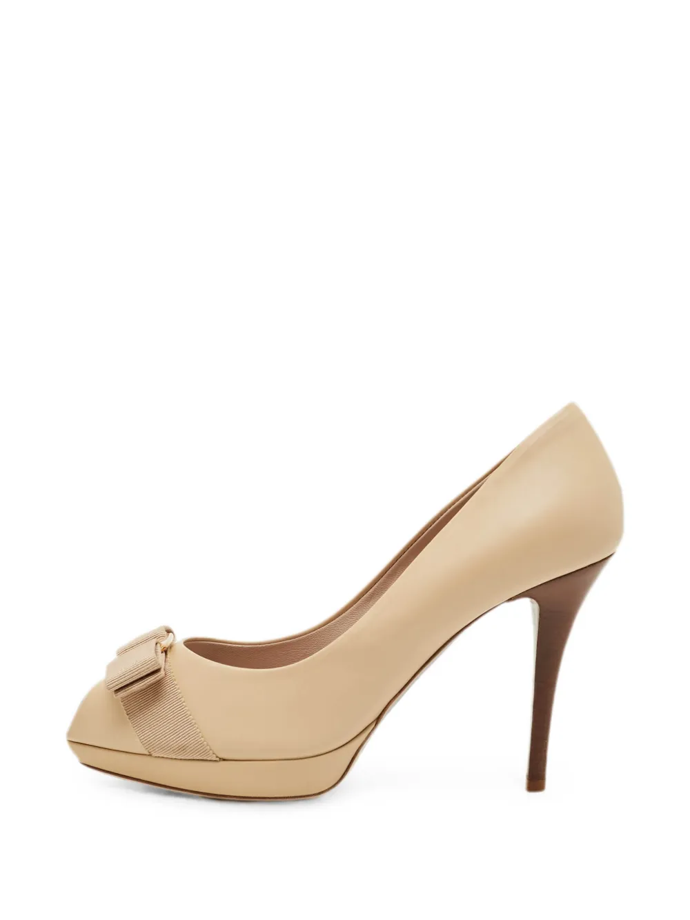 Ferragamo Pre-Owned Vara-bow peep-toe pumps - Toni neutri