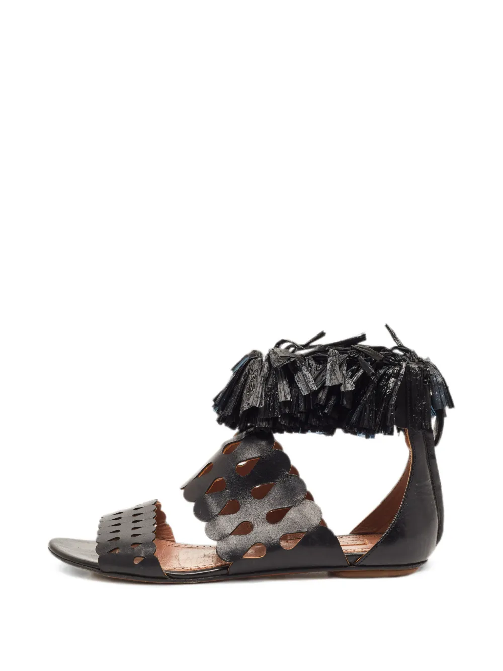 Alaïa Pre-Owned cut-out fringe sandals - Black