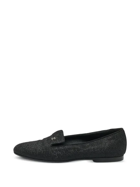 CHANEL Pre-Owned CC glitter smoking loafers