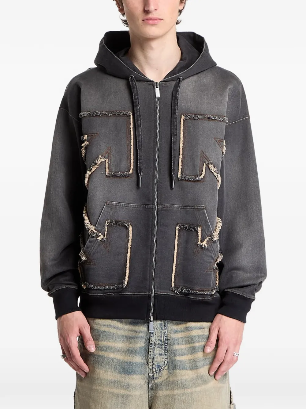 Off-White Arrow 仿旧连帽衫 | 黑色 | Image 1