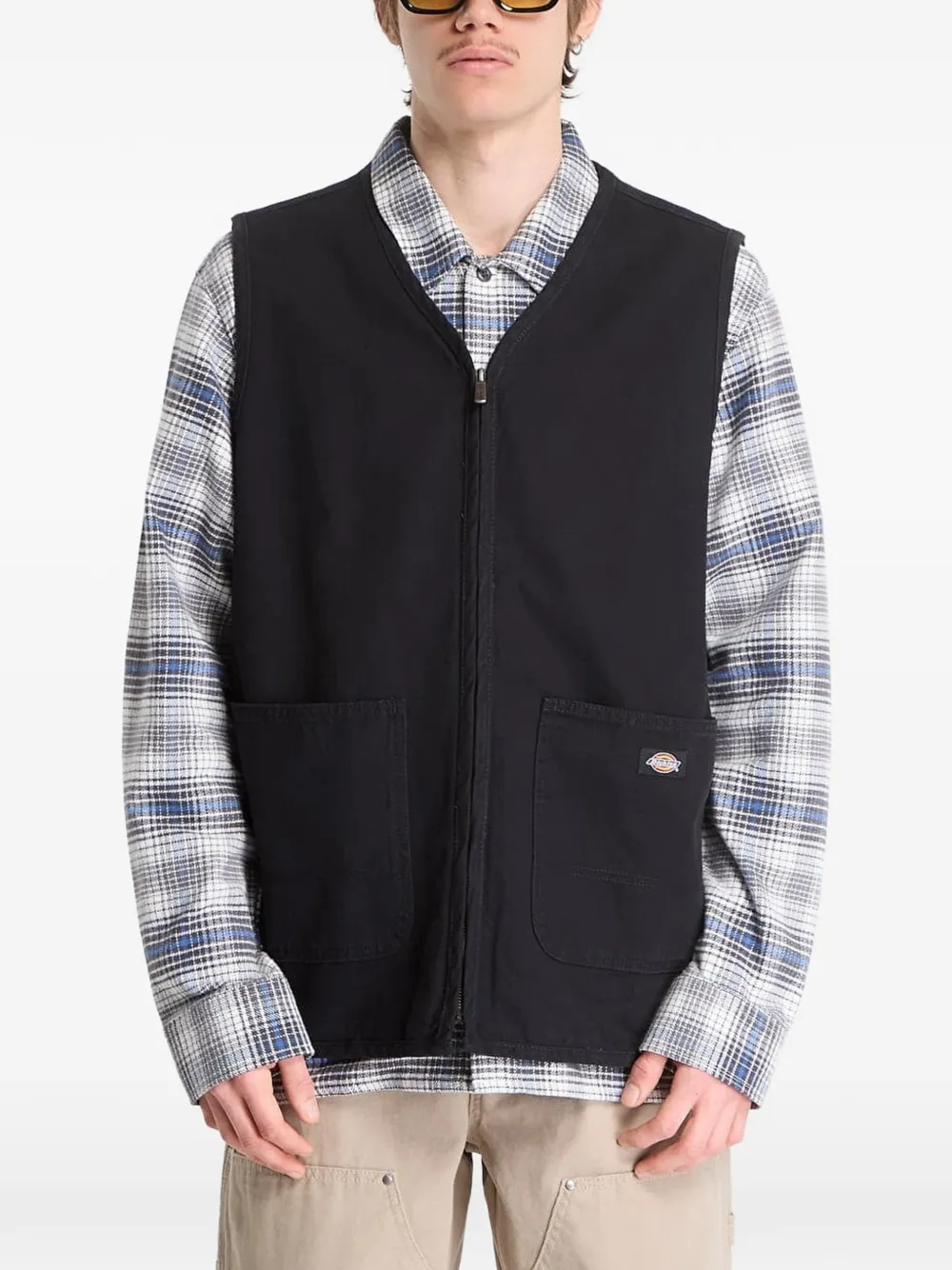 DICKIES Canvas top met logo-patch Zwart