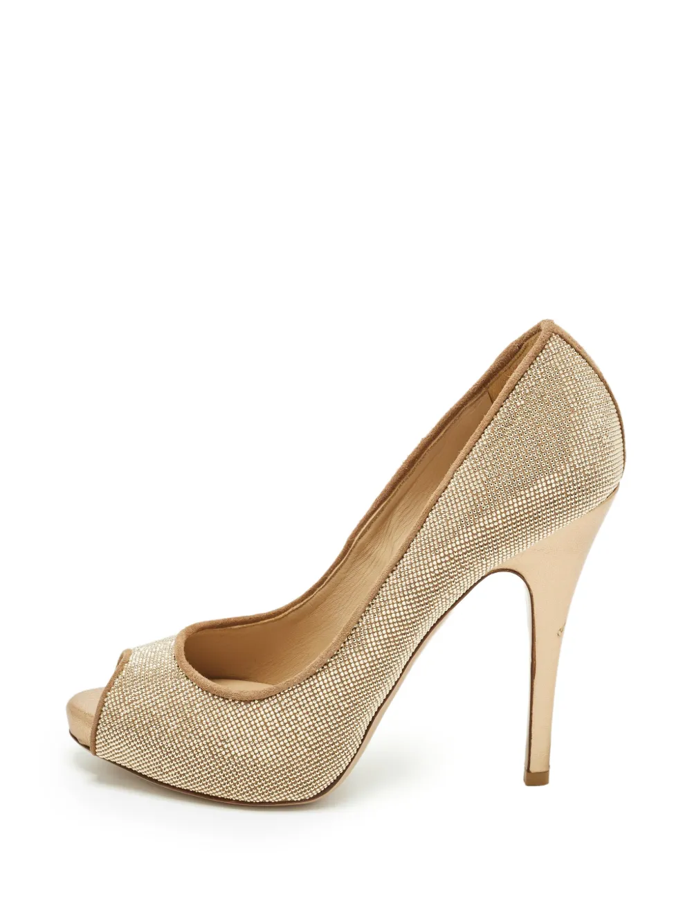 Valentino Garavani Pre-Owned peep-toe suede heeled pumps - Oro