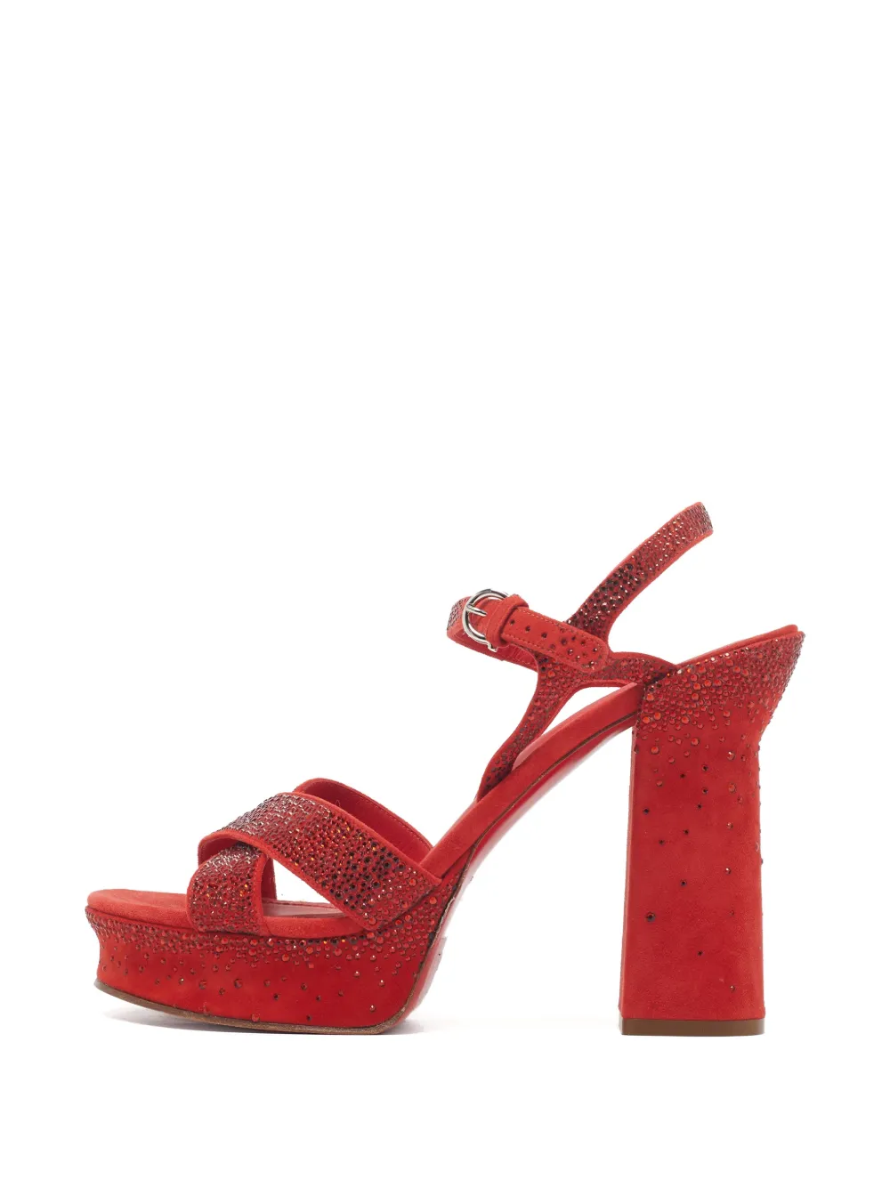 Ferragamo Pre-Owned Sonya crystal-embellished heeled sandals - Rosso