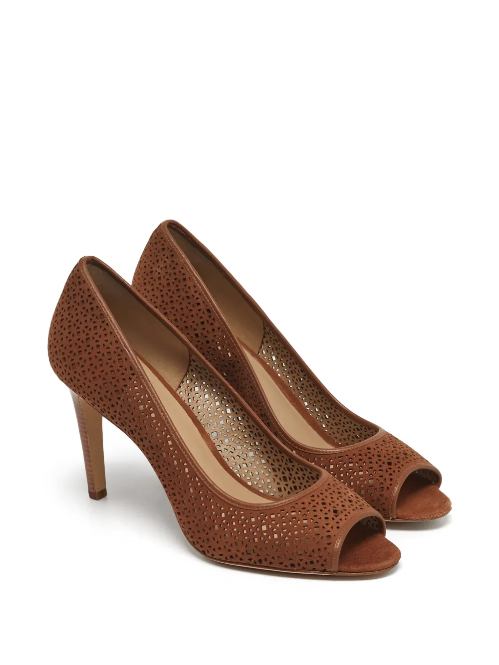 Tory Burch Elinor laser-cut suede heeled pumps - Braun
