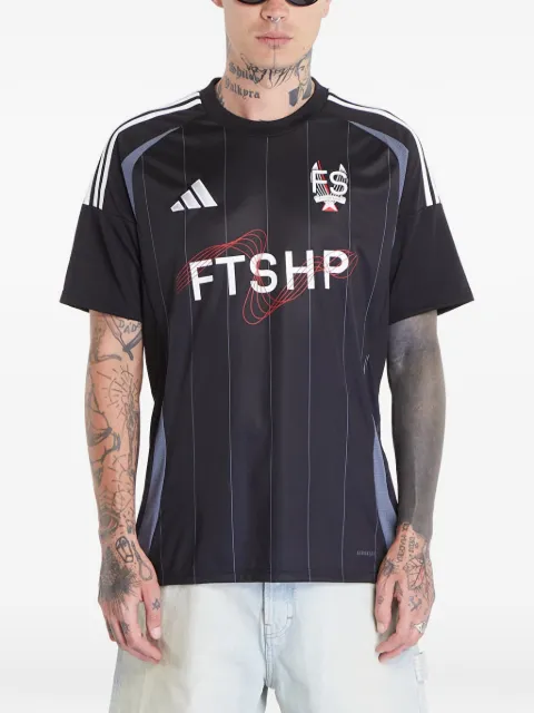 adidas x Footshop Euro Style Cup pinstripe-print T-shirt