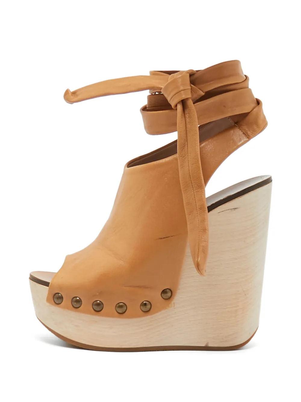 Chloé Pre-Owned tie-fastening wedge sandals - Neutrals