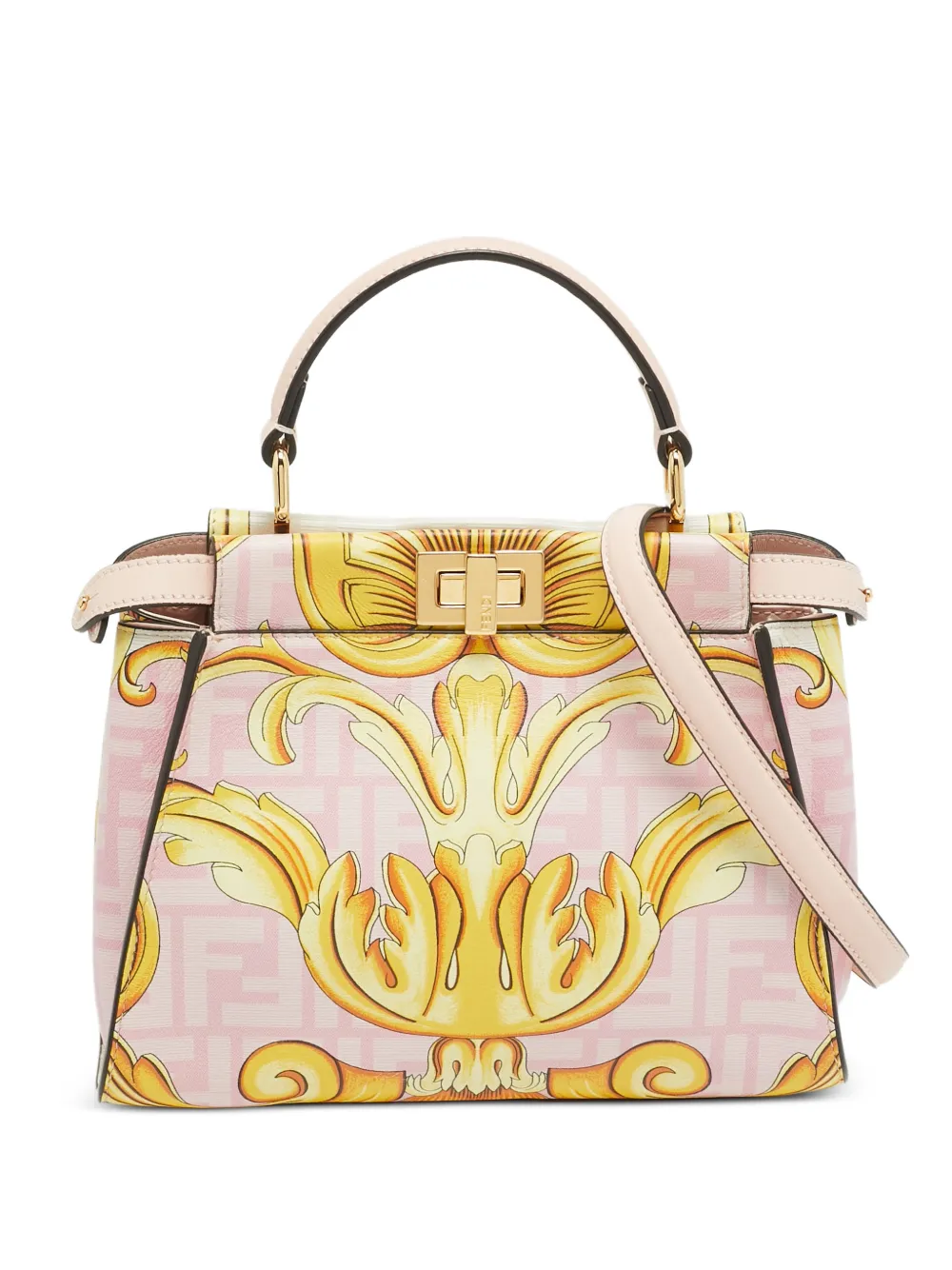 Fendi Pre-Owned x Versace Borsa a mano Fendace Peekaboo mini - Giallo