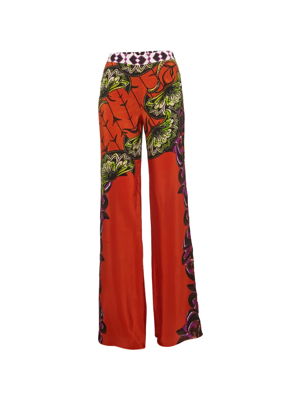 Etro Pre-Owned floral-print silk palazzo pants - Arancione