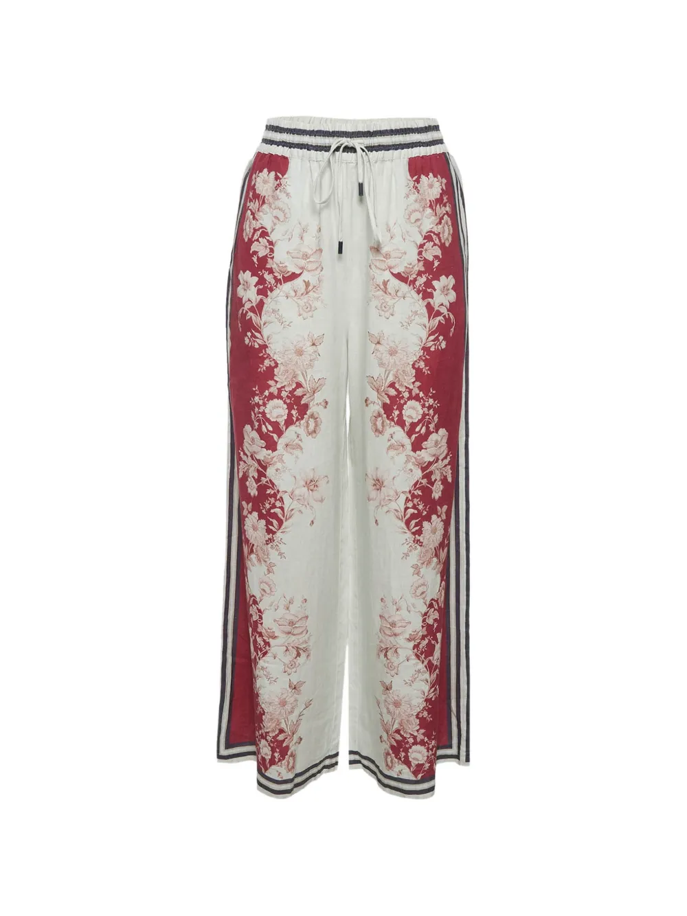 Pre-owned Alemais Marlow Floral-print Palazzo Pants In White