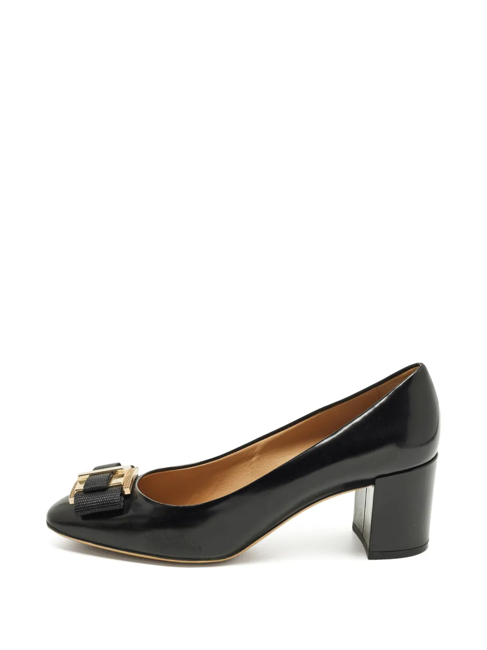 Ferragamo Pre-Owned Pumps con fiocco e tacco a blocco - Nero