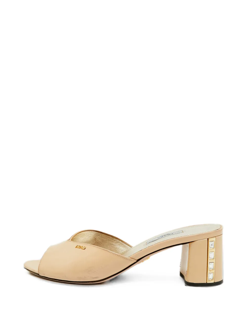 Prada Pre-Owned Saffiano crystal sandals - Nude