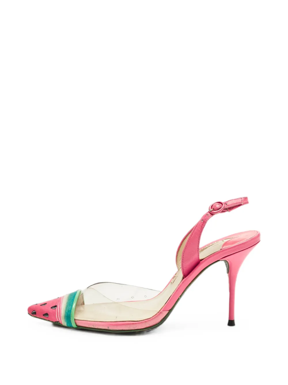 Pre-owned Sophia Webster Watermelon Slingback Pumps In Pink