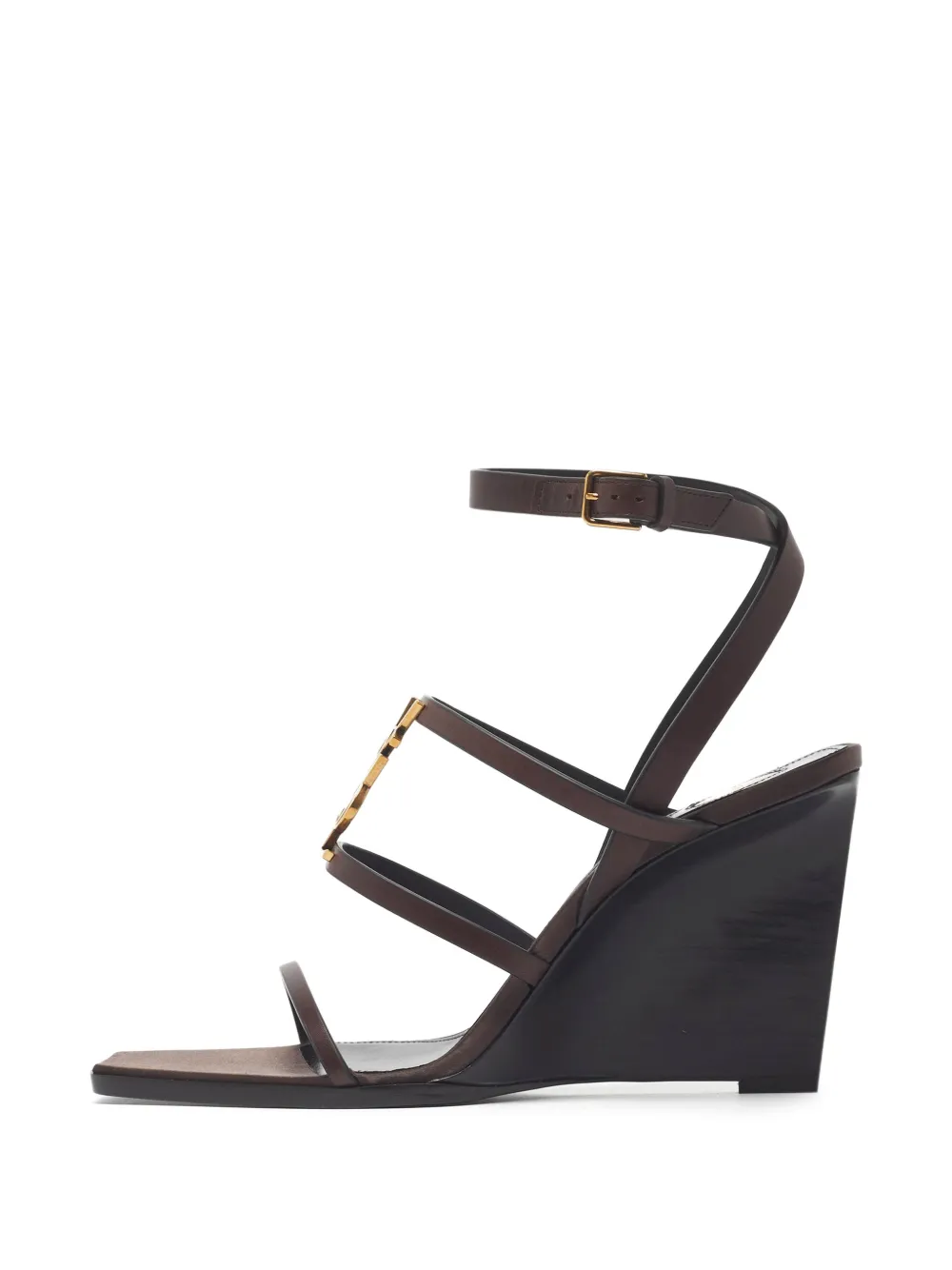 Saint Laurent Pre-Owned Cassandra wedged sandals - Marrone