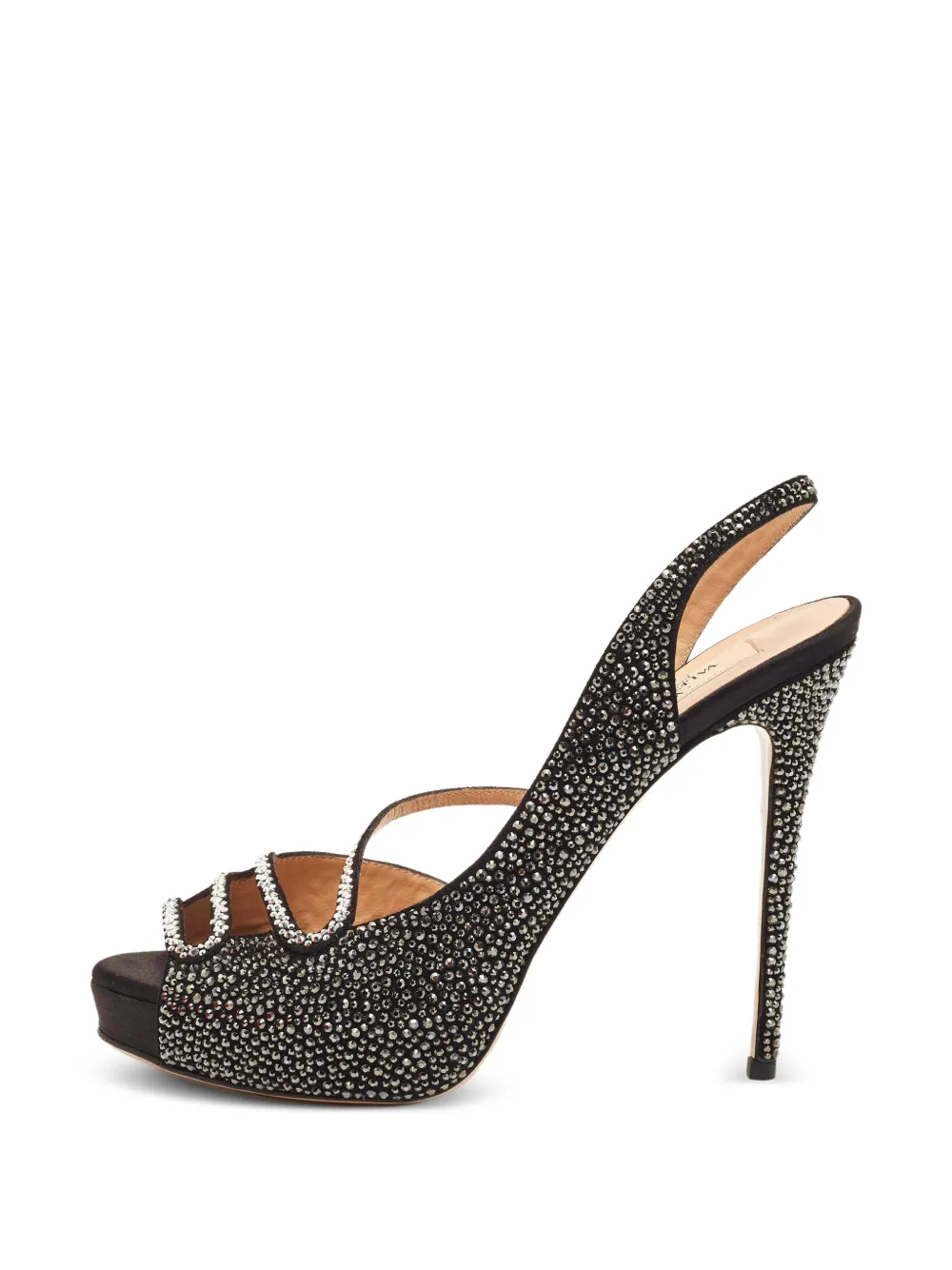 Valentino Garavani Pre-Owned crystal-embellished platform sandals - Nero