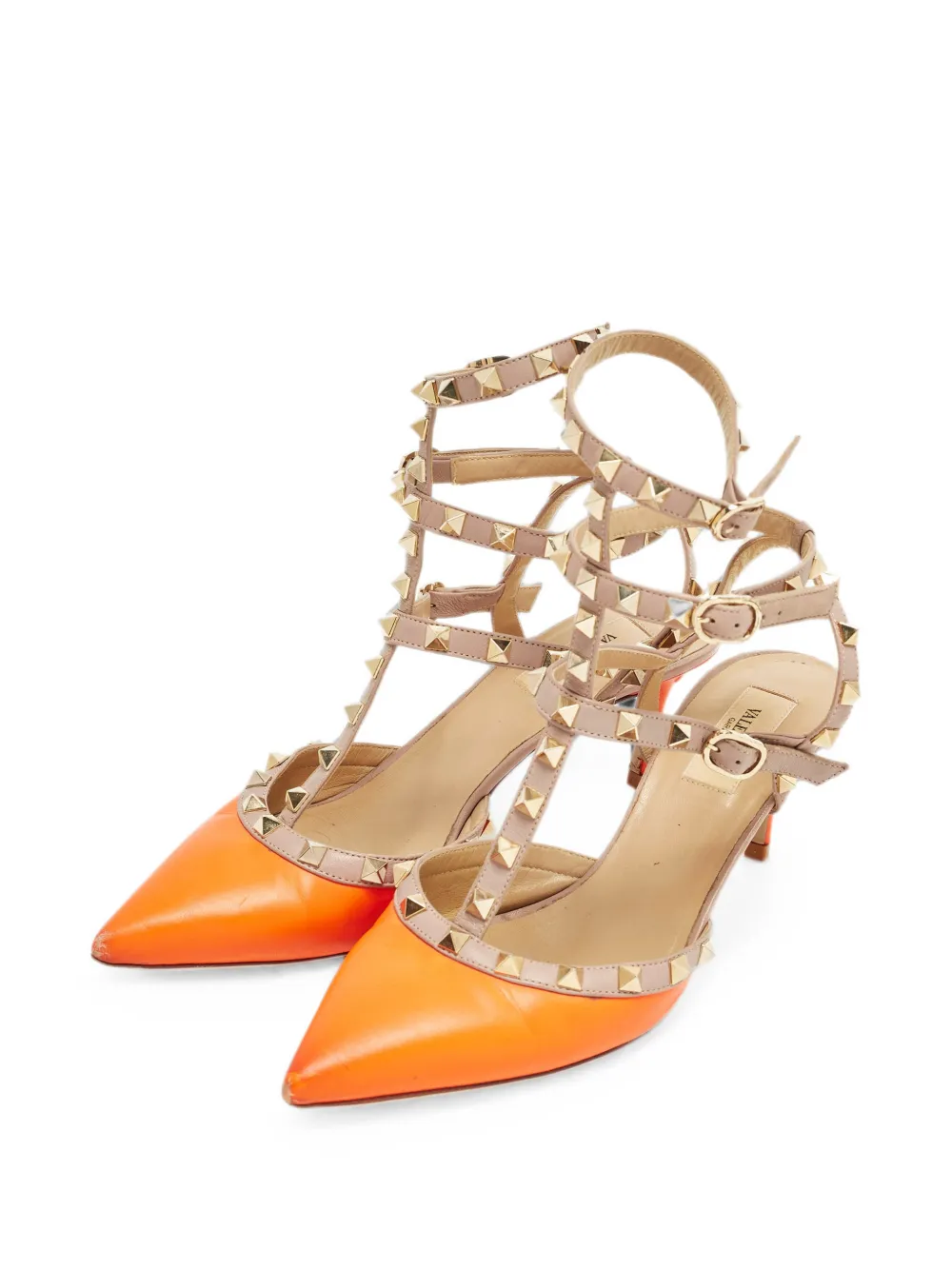 Valentino Garavani Pre-Owned Rockstud caged pumps - Arancione