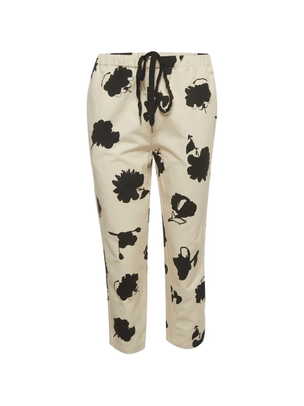 Pre-owned Marni Floral-print Straight-fit Trousers In Neutral