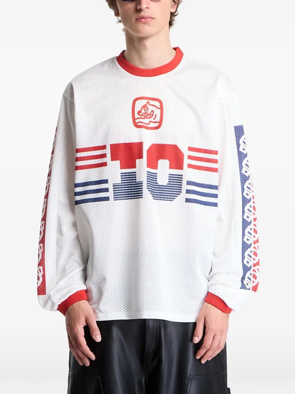 Billionaire Boys Club - Ice Cream logo-print mesh long-sleeve T-shirt - Bianco