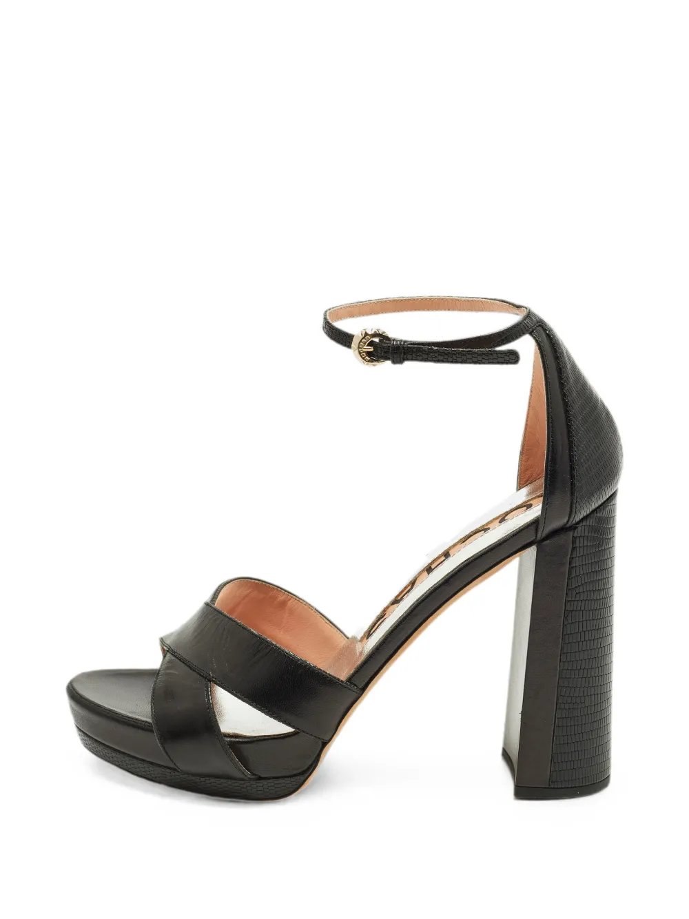 Rochas lizard-embossed ankle-strap sandals - Nero