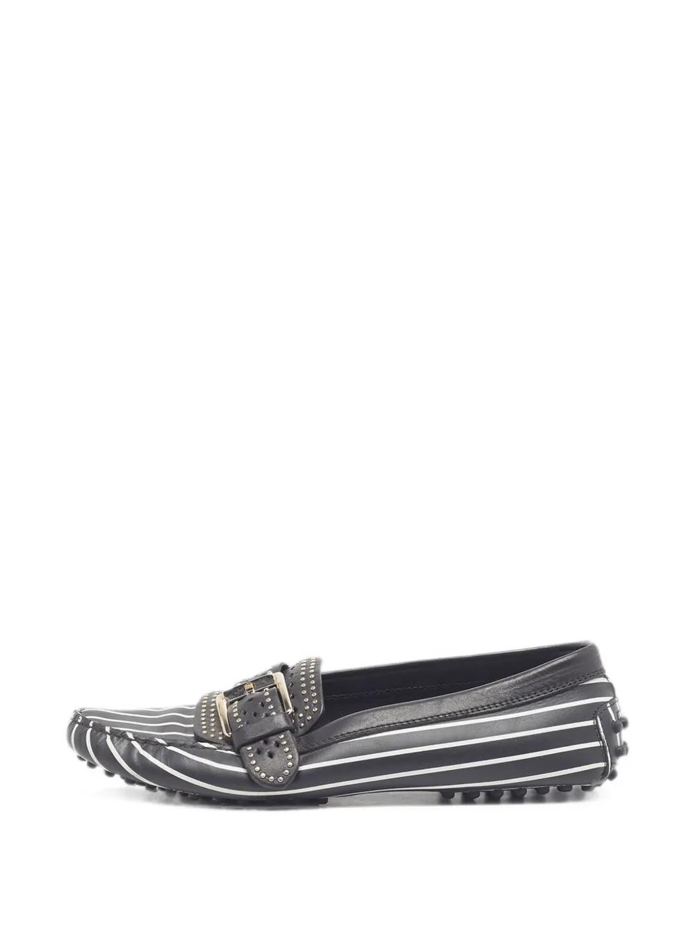 Tod's Vintage Gestreifte Loafer mit Nieten - Schwarz