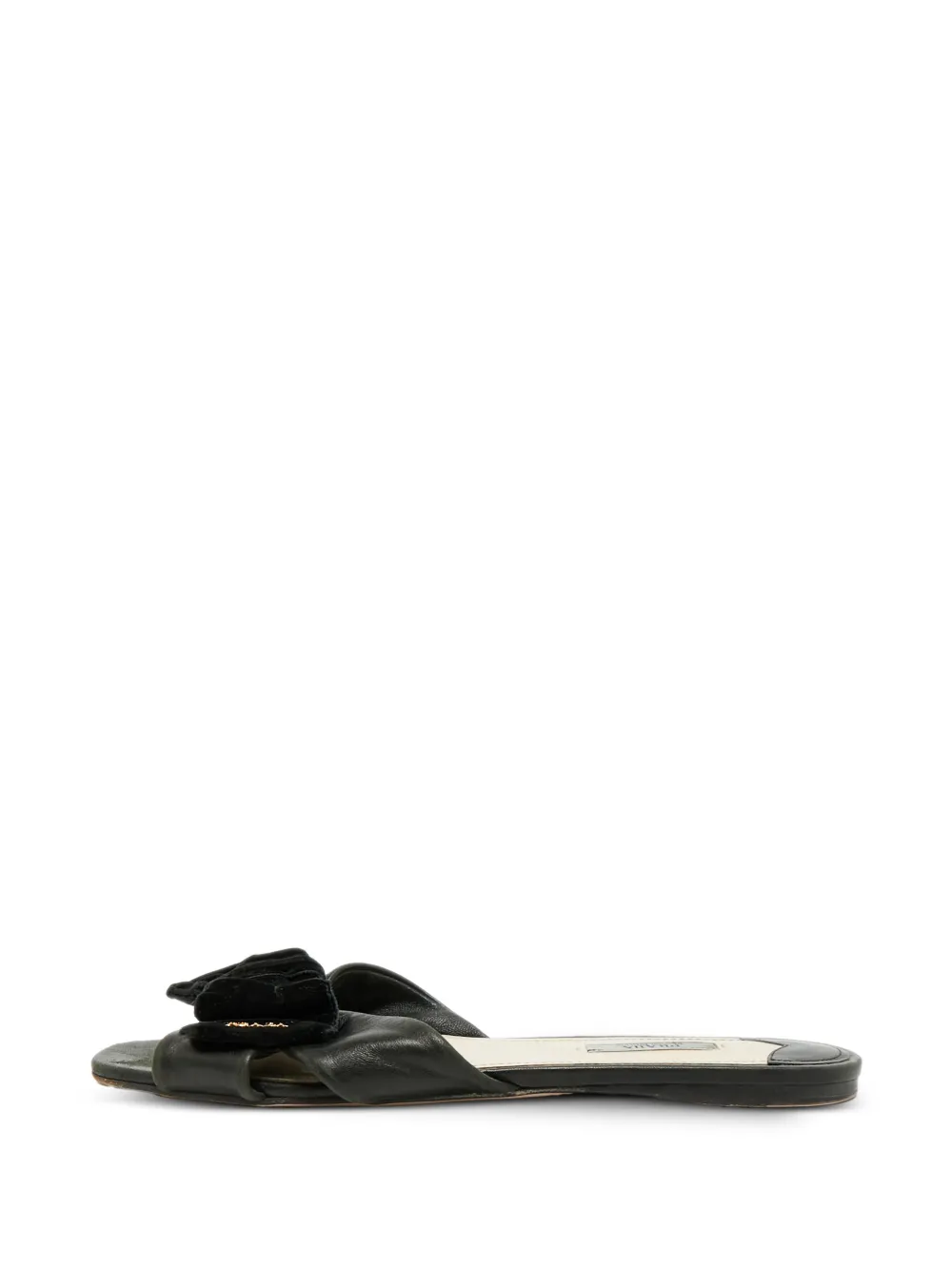 Prada Pre-Owned Sandali con fiocco e suola piatta - Nero