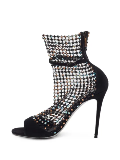 René Caovilla crystal-embellished mesh heeled sandals