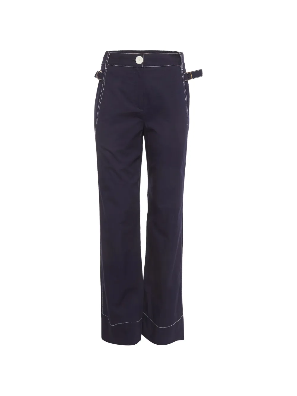 Louis Vuitton Pre-Owned contrast-stitch cotton trousers - Blu