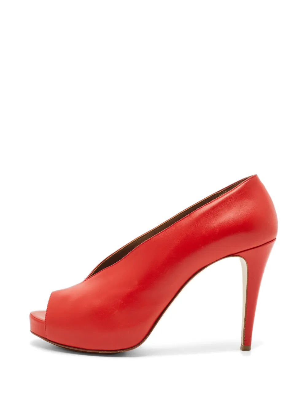 Hermès Pre-Owned V-neck platform pumps - Rosso
