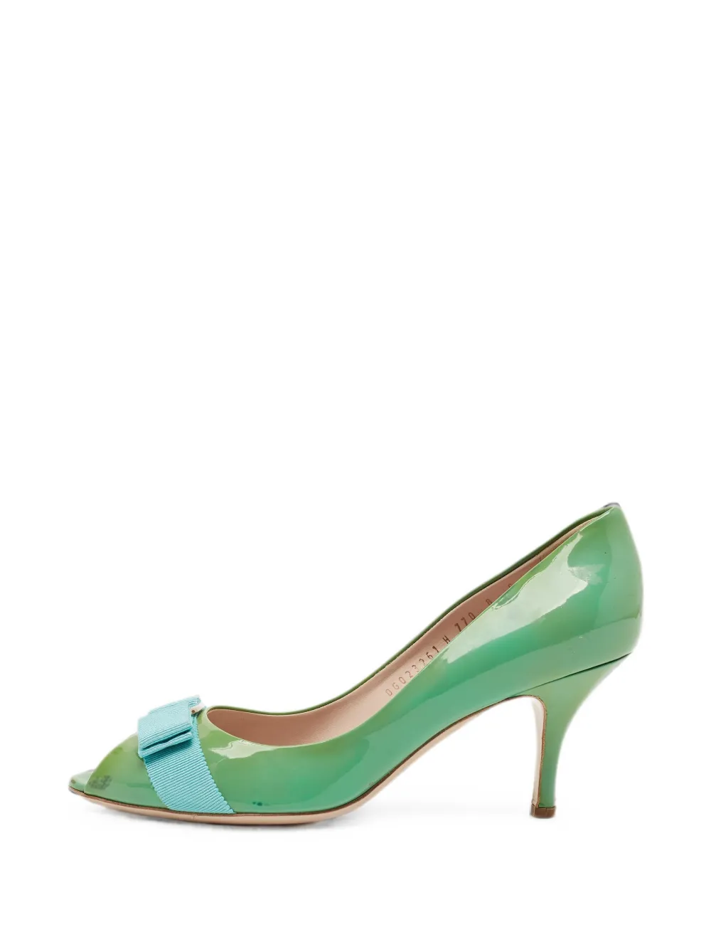 Ferragamo Pre-Owned Vara bow peep toe pumps - Verde
