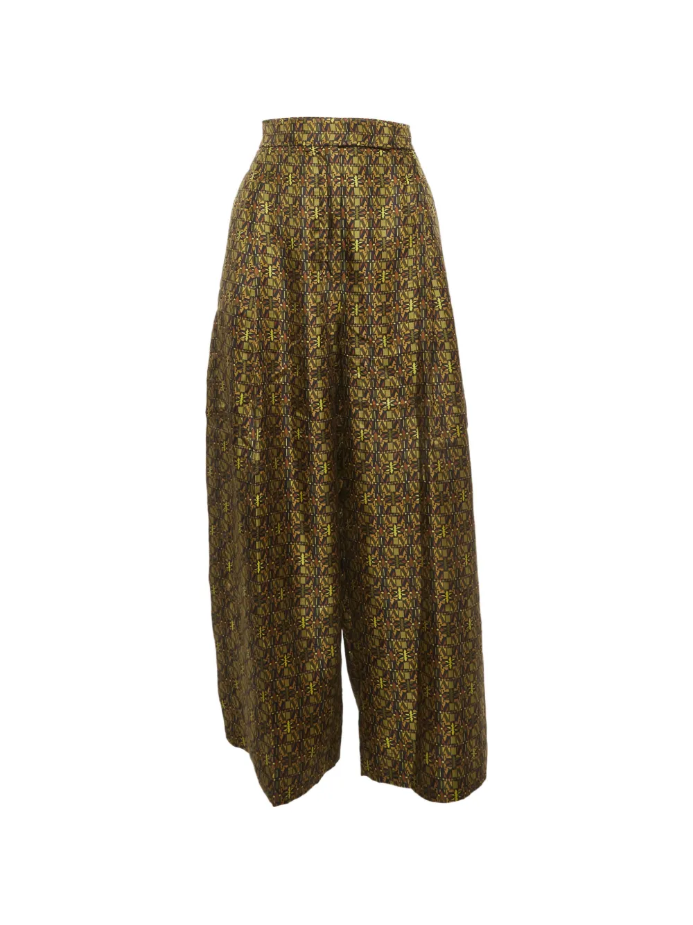 Max Mara printed side-slit cropped palazzo pants - Green