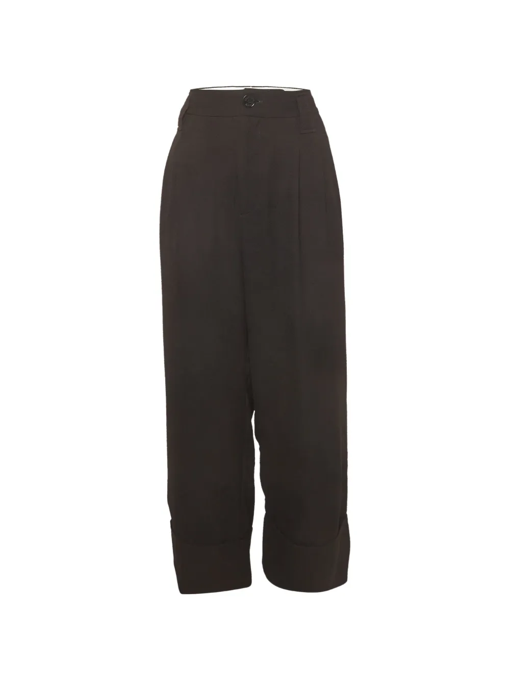 GANNI pleated cropped trousers - Black