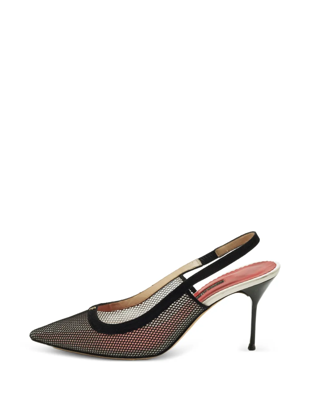 Carolina Herrera Vintage mesh slingback heeled pumps - Schwarz
