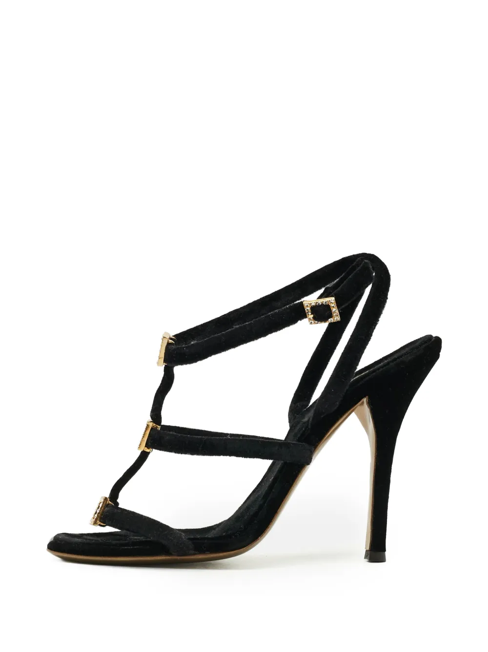 Roberto Cavalli Vintage crystal-embellished velvet sandals - Schwarz