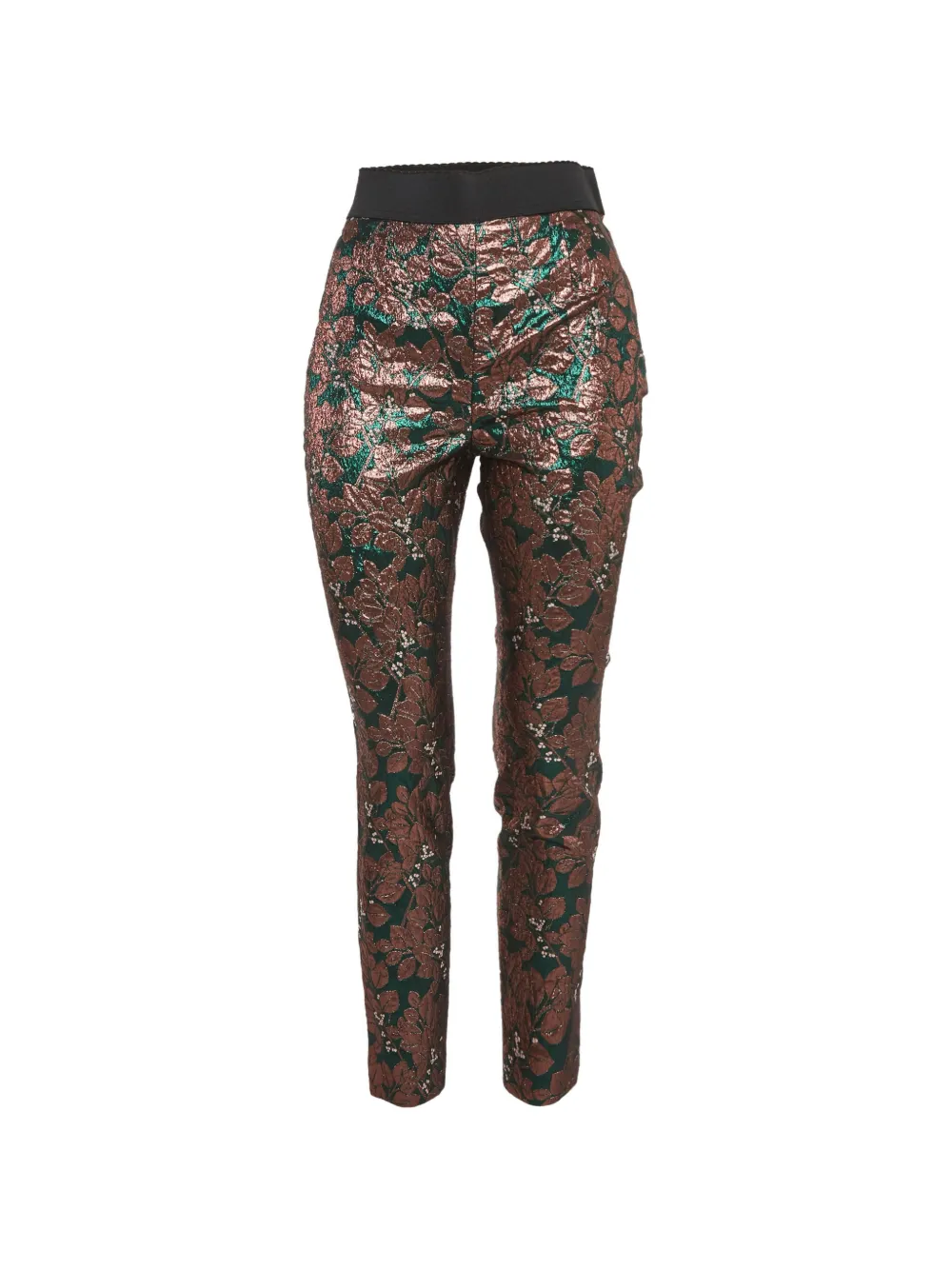 Dolce & Gabbana Pre-Owned Pantaloni a fiori jacquard - Marrone
