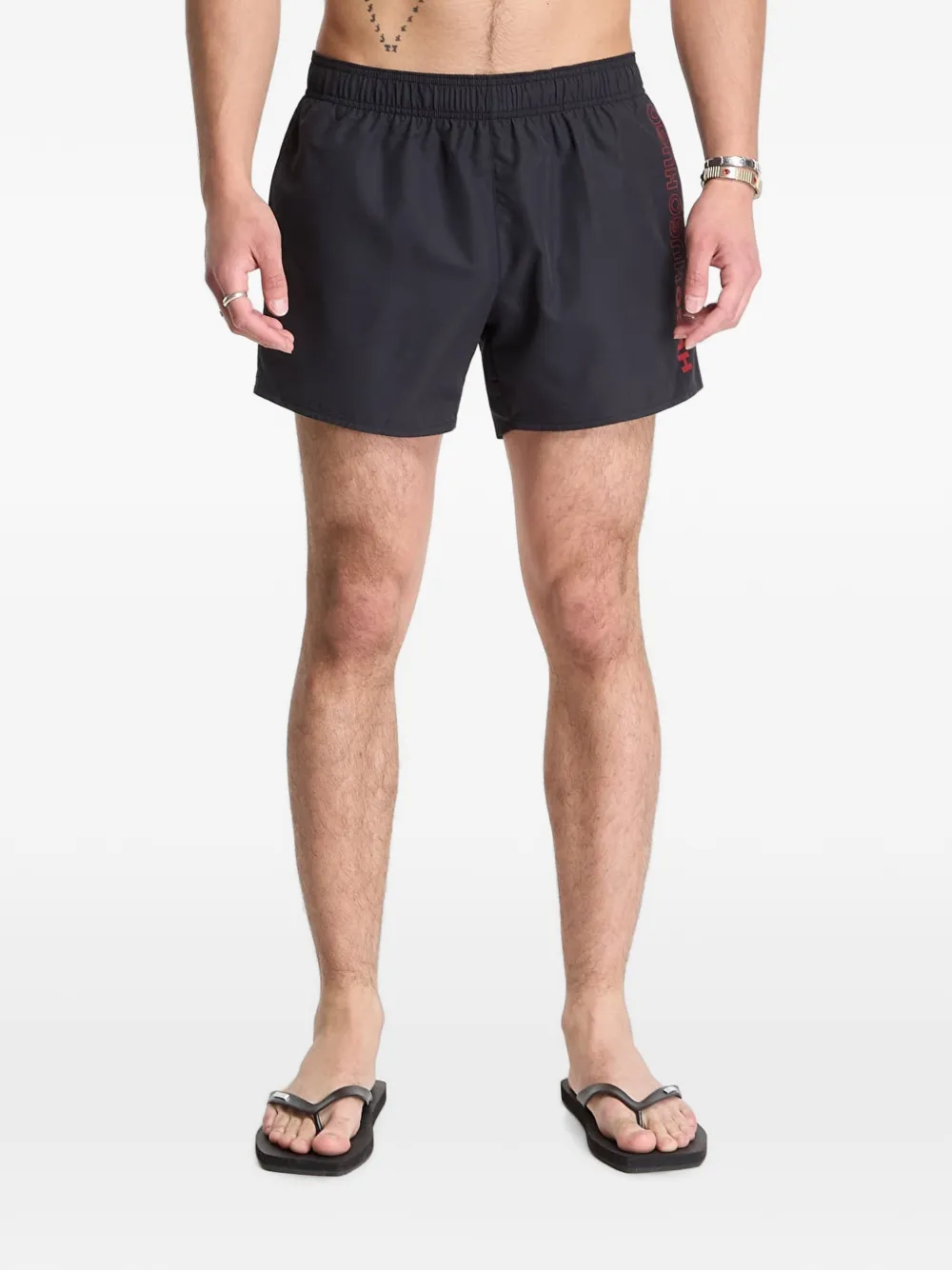 HUGO Tiki zwembroek met logo-print Zwart