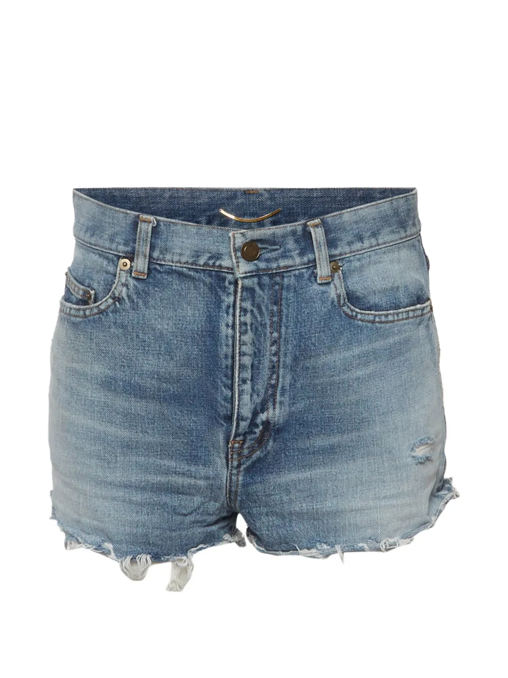 Saint Laurent Pre-Owned distressed denim shorts - Blau