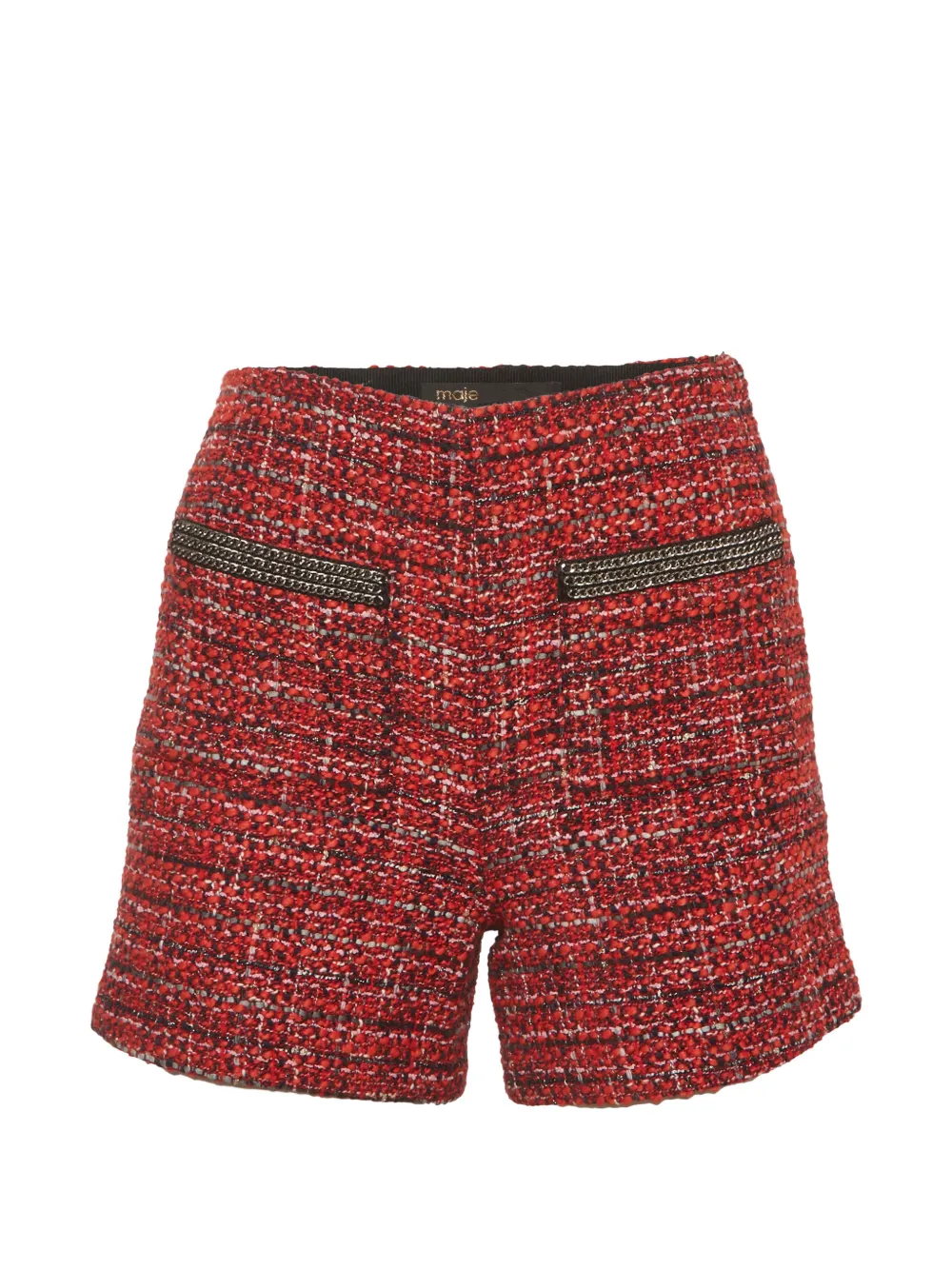 Maje chain-detail tweed shorts - Rosso