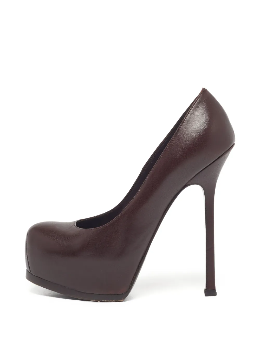 Saint Laurent Pre-Owned Tribtoo leather platform pumps - Braun