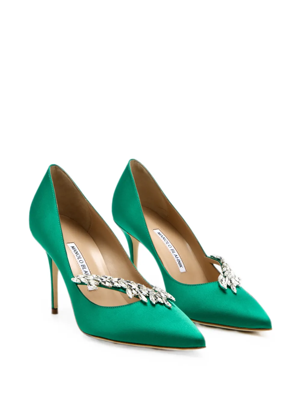 Manolo Blahnik Nadira crystal-embellished pumps Groen