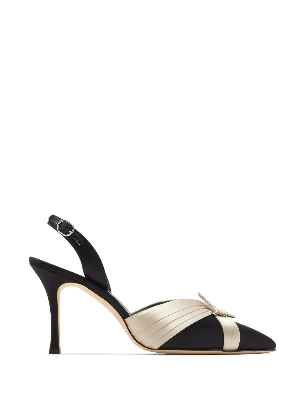 Manolo Blahnik Vierasli geplooide pumps met kristallen gesp Zwart
