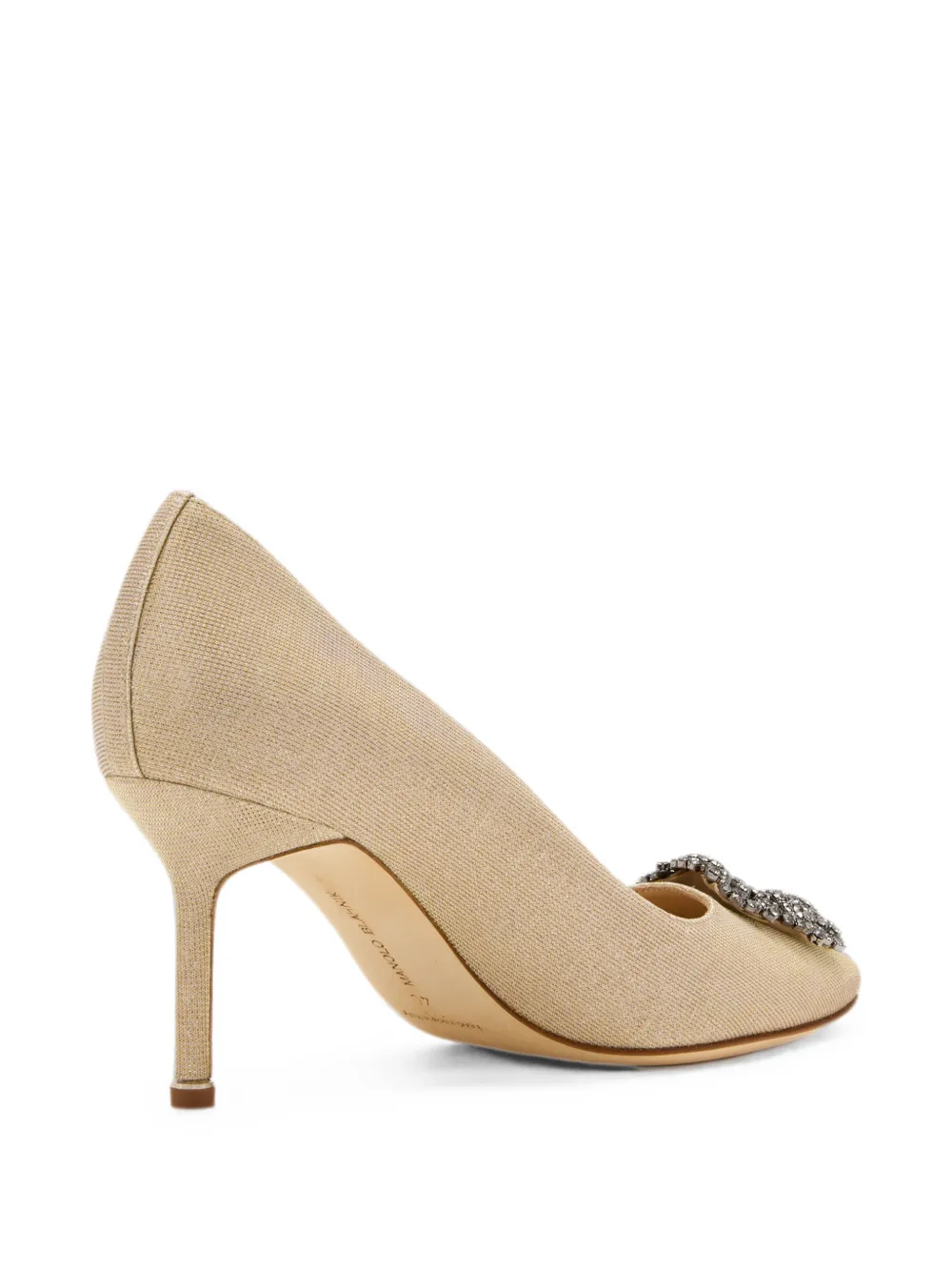 Manolo Blahnik Hangisi crystal-buckle pumps Beige