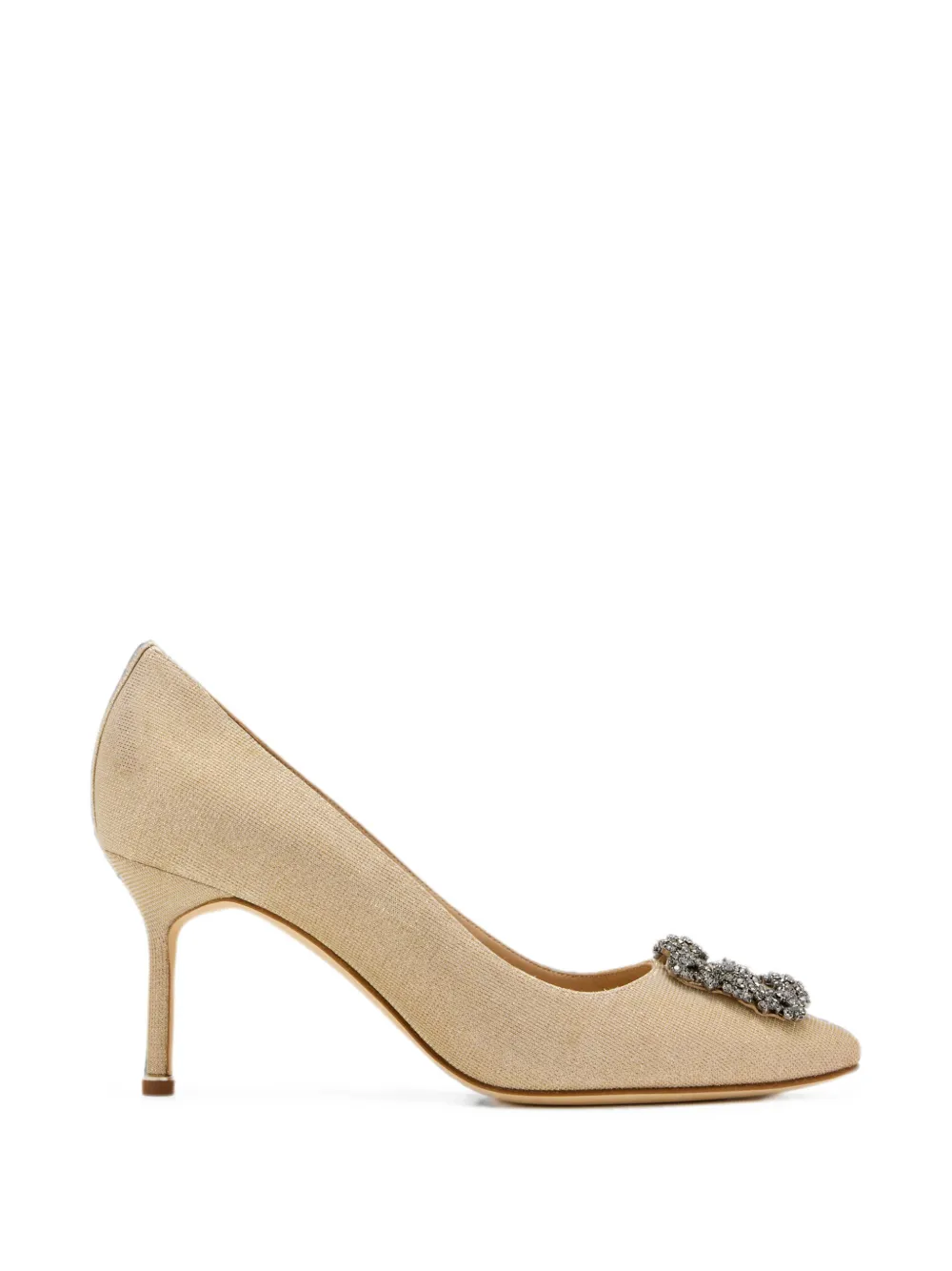 Manolo Blahnik Hangisi crystal-buckle pumps Beige