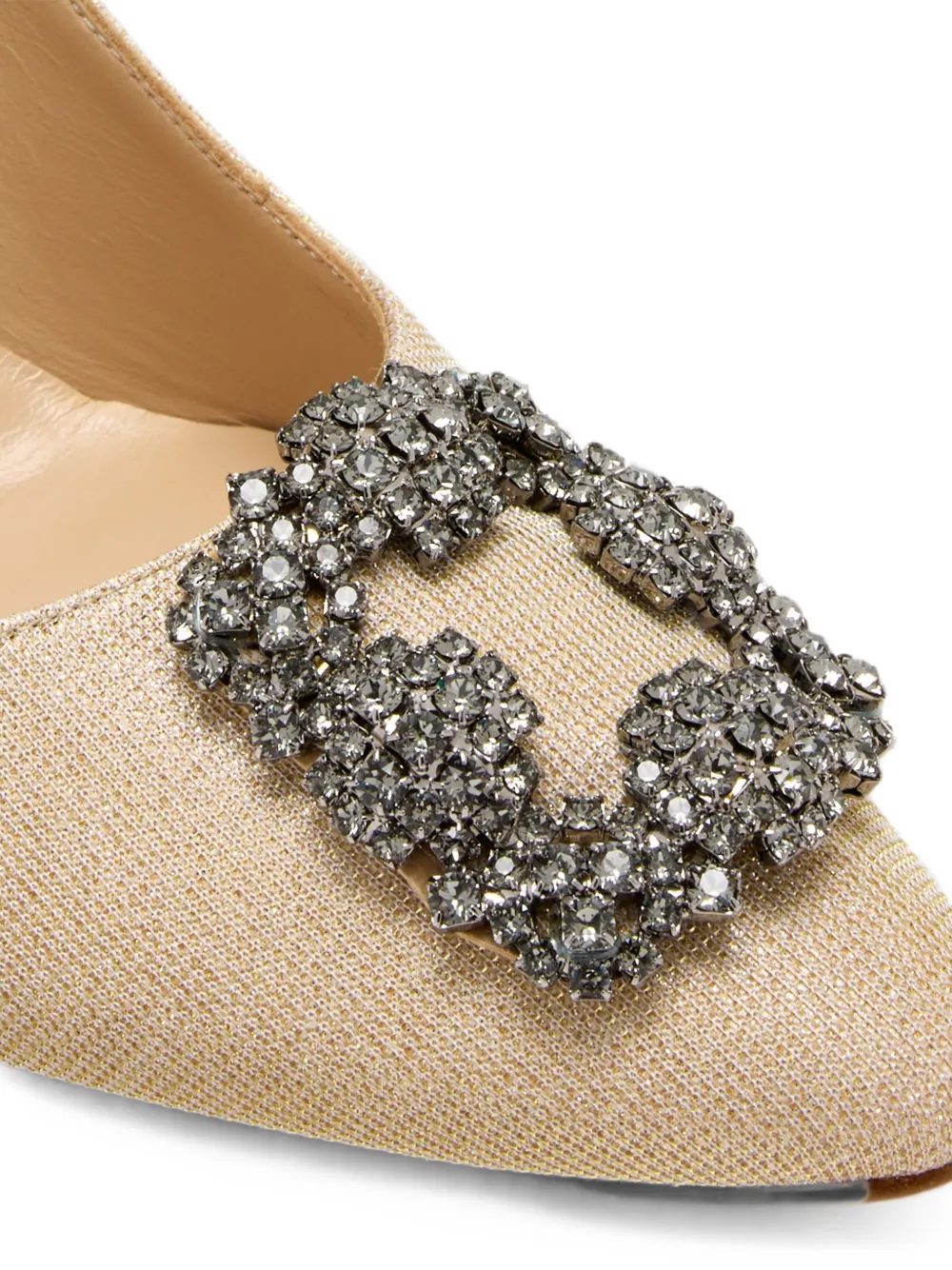 Manolo Blahnik Hangisi crystal-buckle pumps Beige