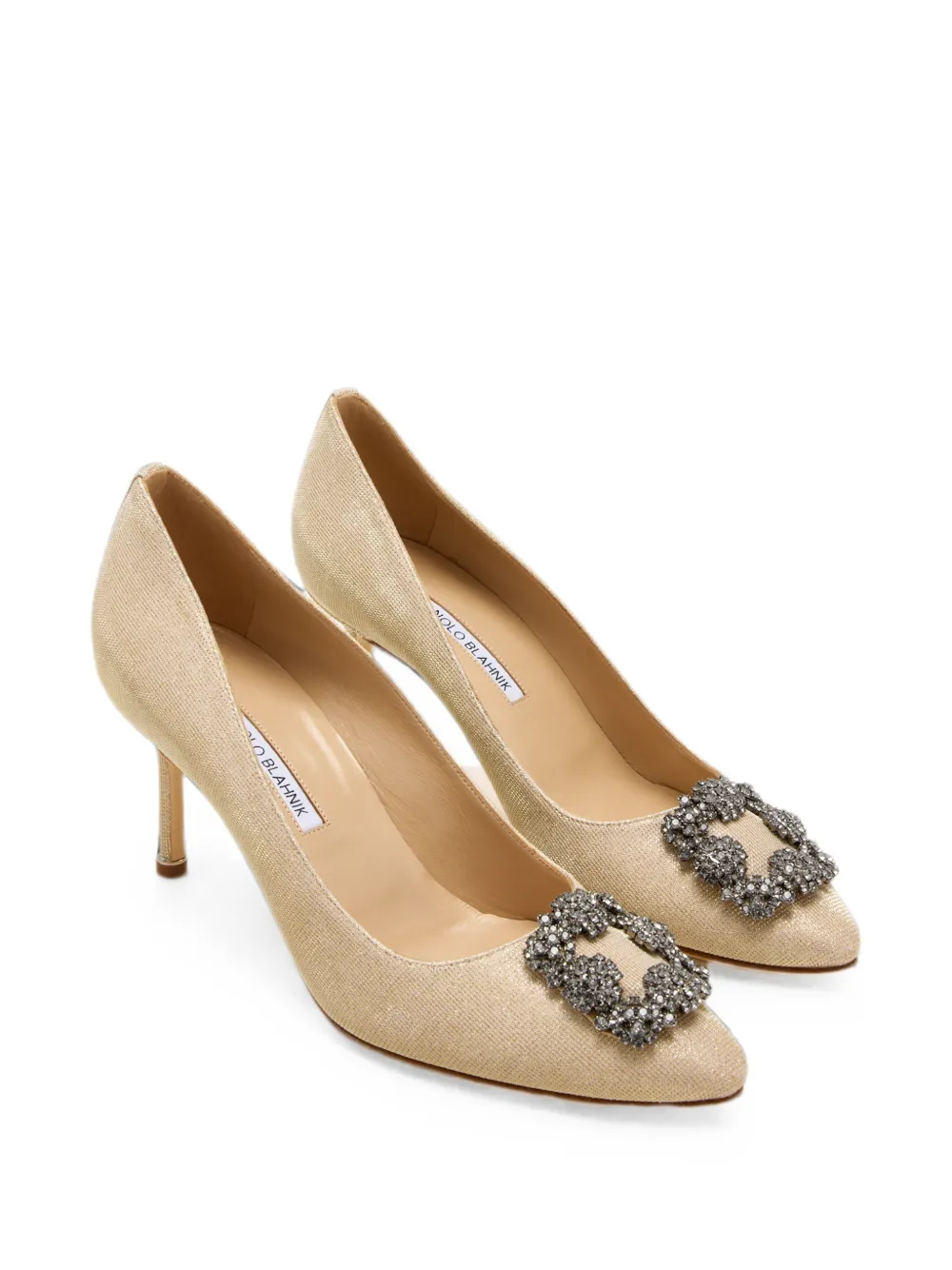 Manolo Blahnik Hangisi crystal-buckle pumps Beige