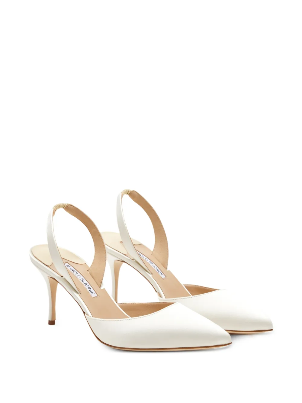 Manolo Blahnik Carolyne 70 pointed-toe slingback pumps Wit