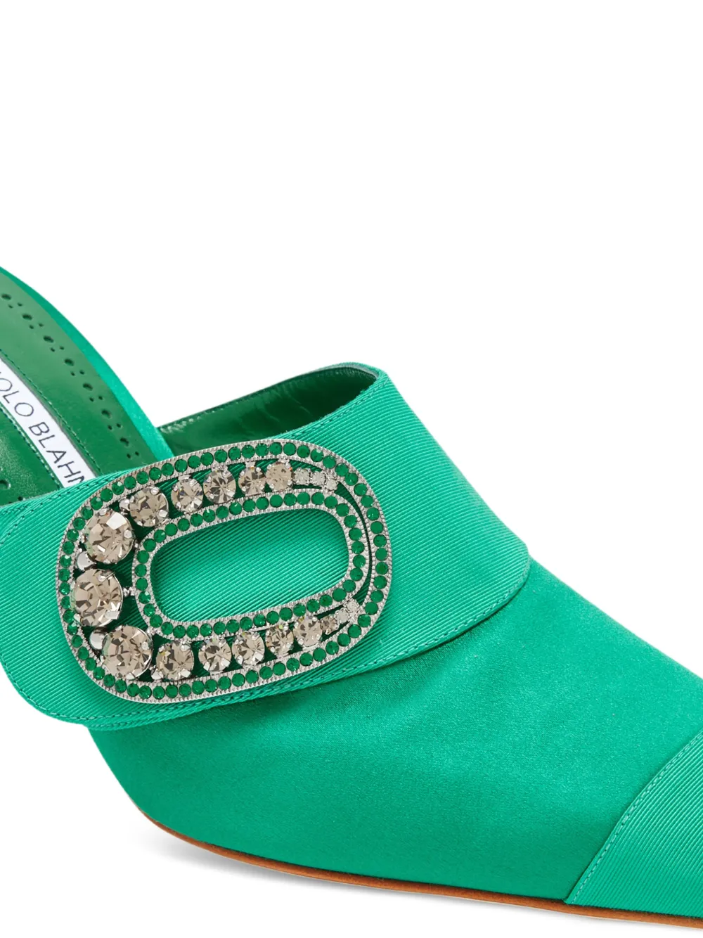 Manolo Blahnik Tula muiltjes met puntige neus en verfraaid met kristallen Groen
