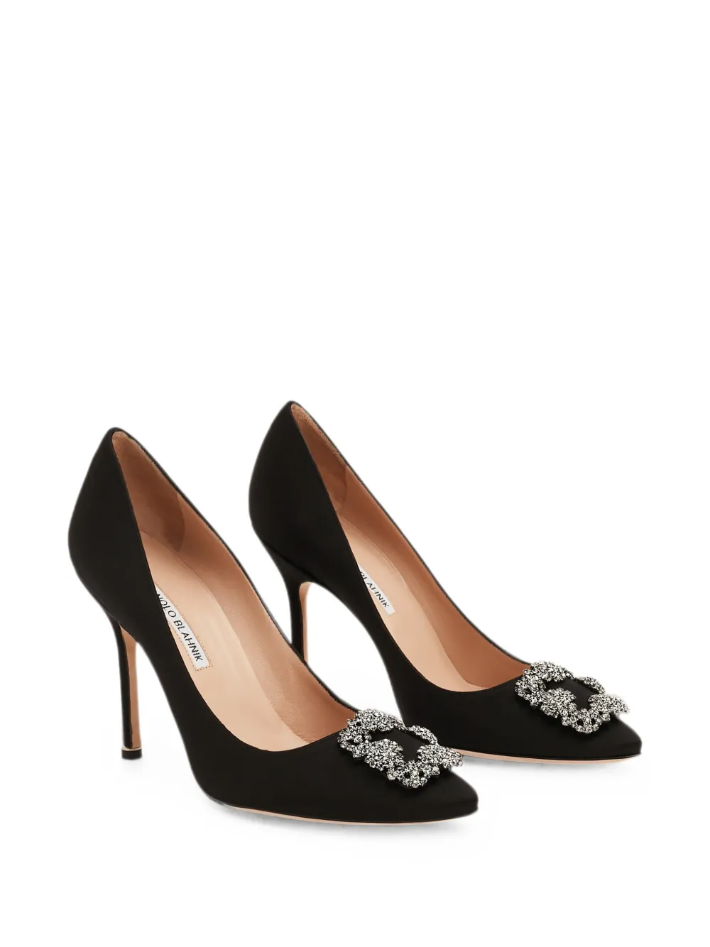 Manolo Blahnik Hangisi crystal-buckle pumps Zwart