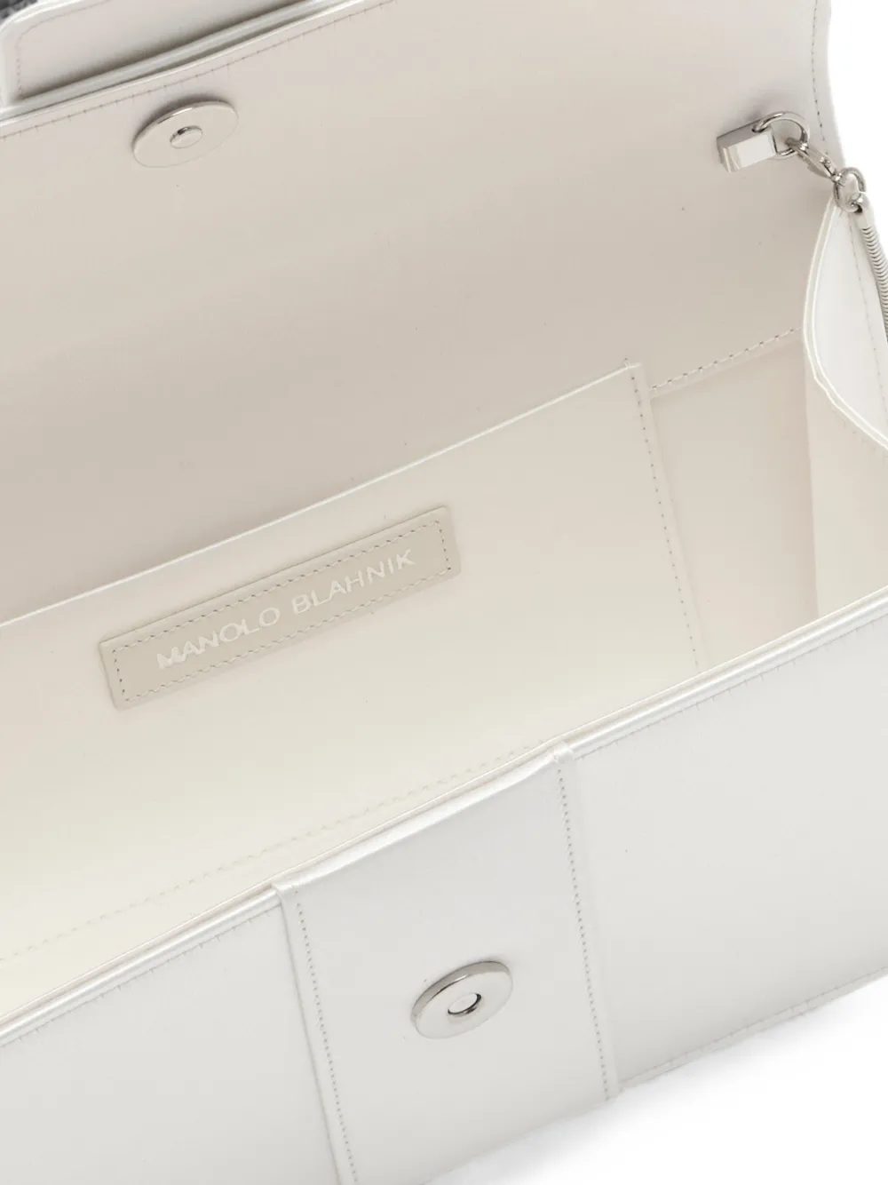 Manolo Blahnik Maycapjou Crystal-buckle Clutch Bag in White, view 4