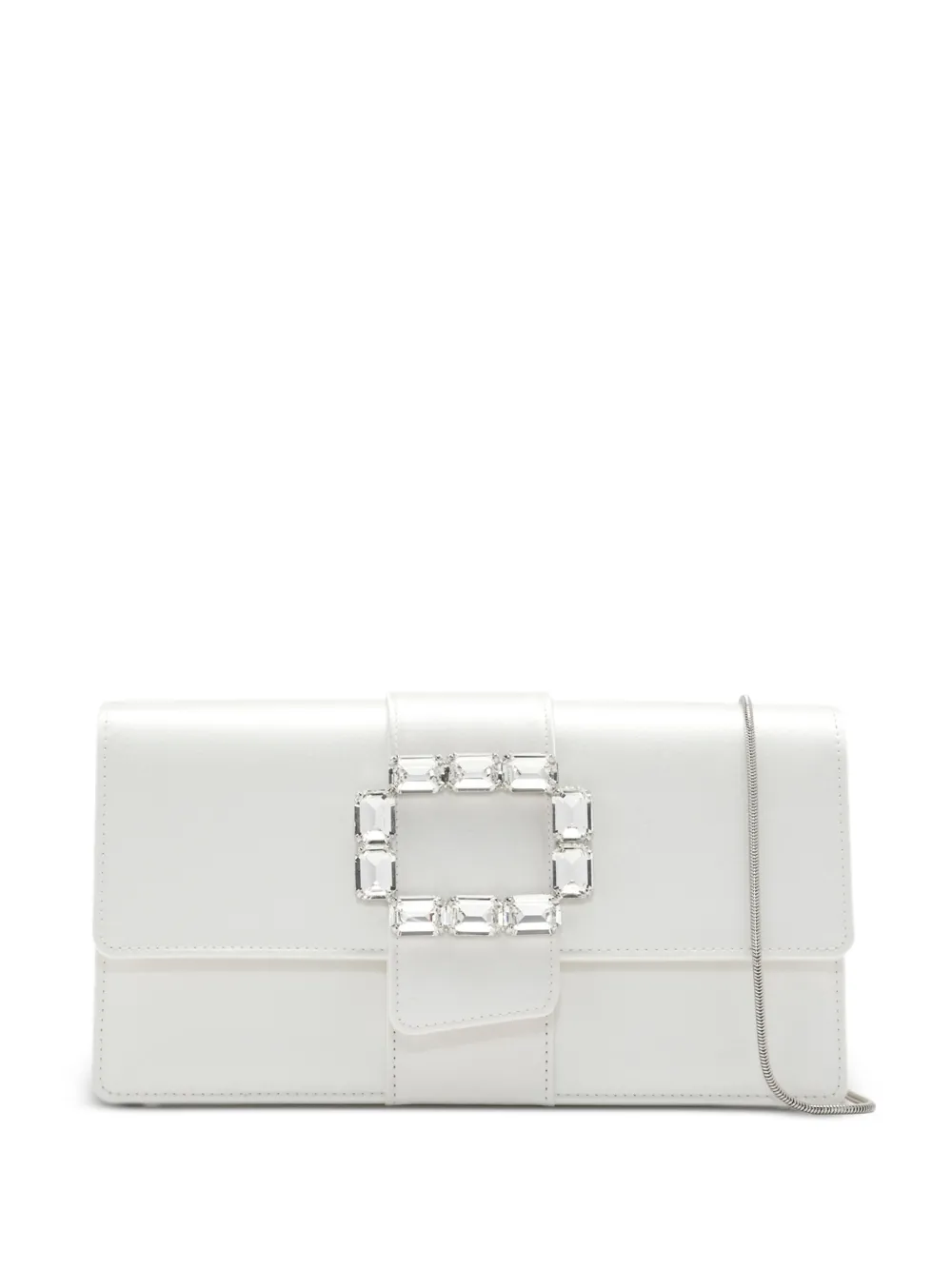 Manolo Blahnik Maycapjou crystal-buckle clutch bag - Weiß