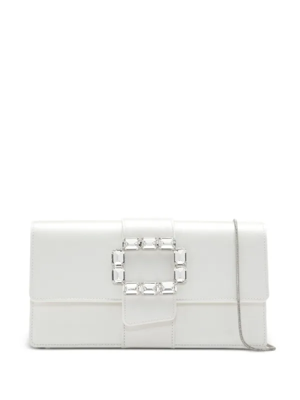 Manolo Blahnik Maycapjou Crystal-buckle Clutch Bag in White