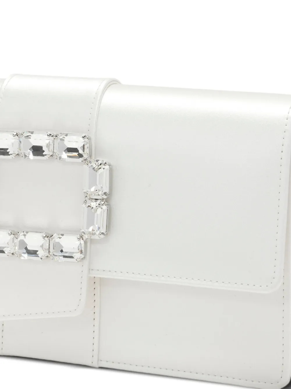 Manolo Blahnik Maycapjou Crystal-buckle Clutch Bag in White, view 3